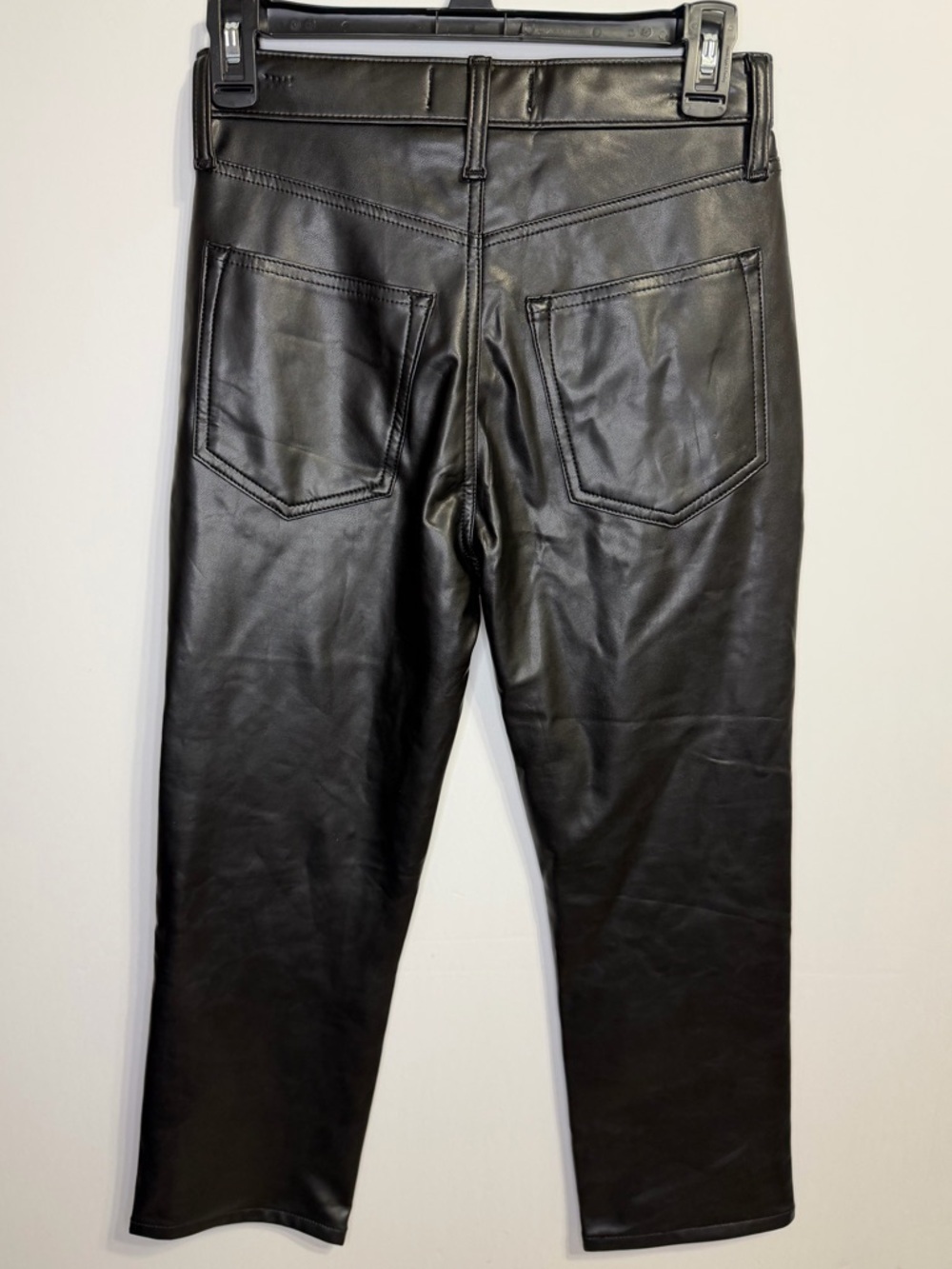 Abercrombie & Fitch Black Ankle Straight Ultra High Rise Vegan Leather 26 XShort - Picture 7 of 14